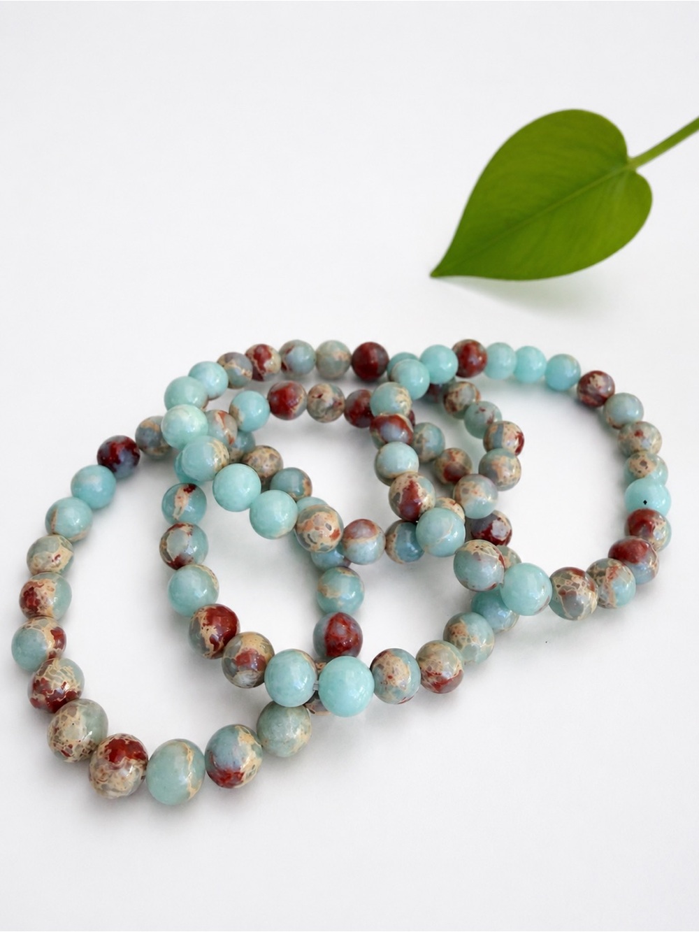 Aqua Terra Jasper Beaded Stretch Bracelet - See Description